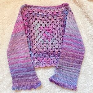 Handmade Vintage Inspired Maximalist Granny Square Crochet Knit Sweater